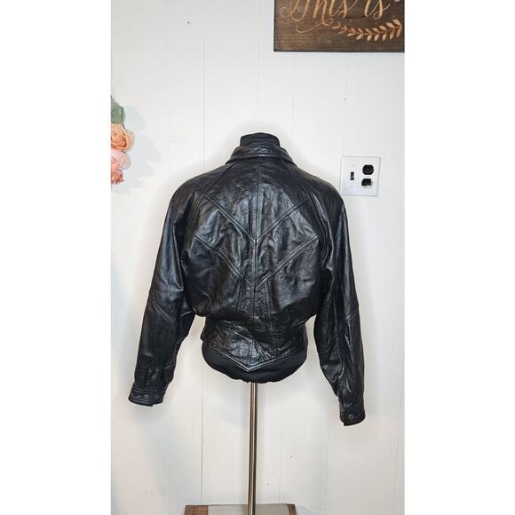 vintage Leather Bomber Jacket Black Previously Owned By Ohio Guitarist‎ Musician - Picture 5 of 16